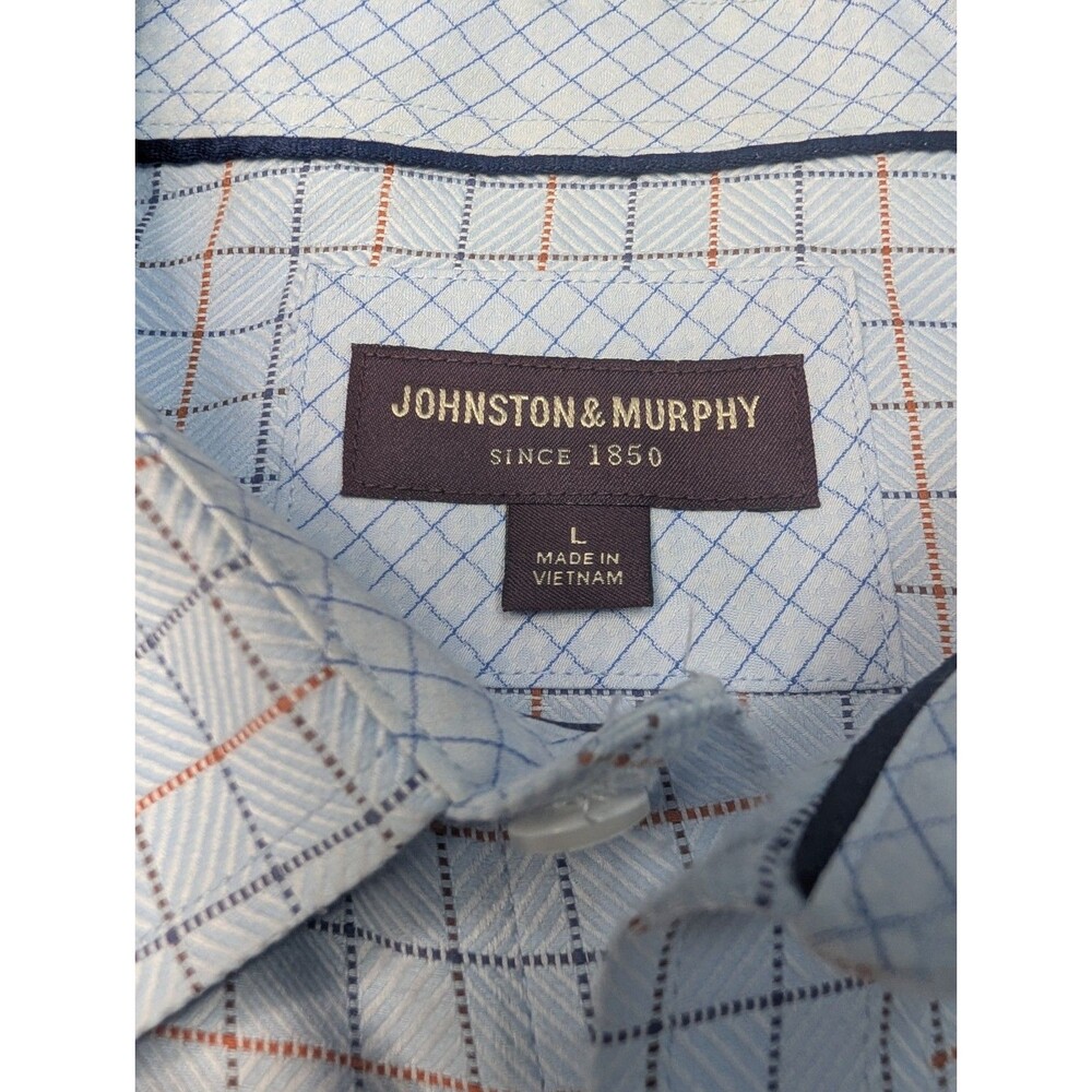Johnston & Murphy Blue Check Button Up Shirt Mens Size Large - Picture 3 of 8